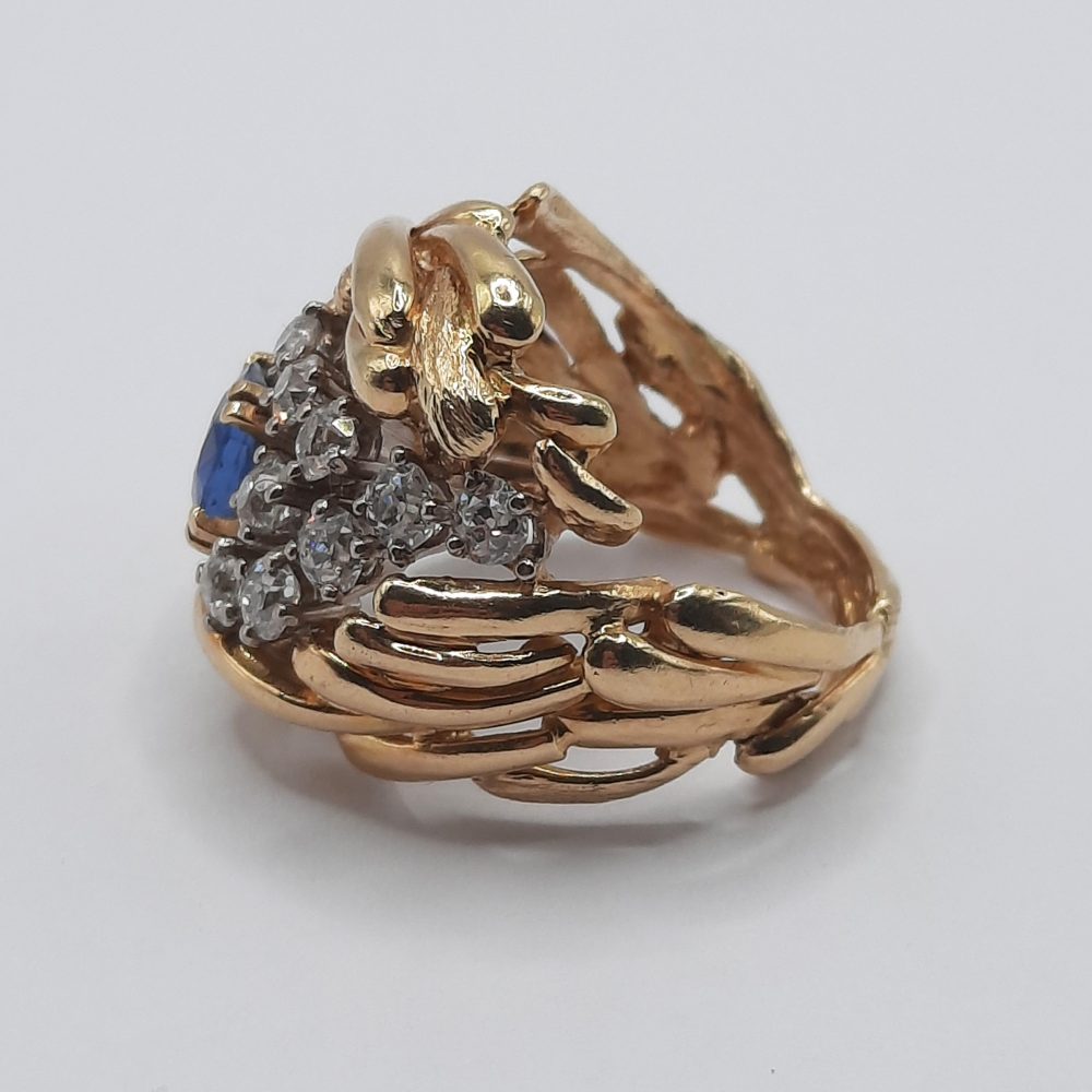 Vintage 1960s Sapphire and Diamond Dress Ring