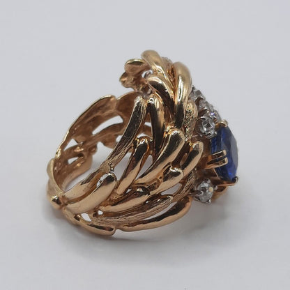 Vintage 1960s Sapphire and Diamond Dress Ring