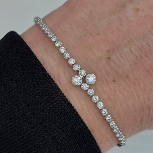 Bezel Set Diamond Line Bracelet, 2.64 carat total