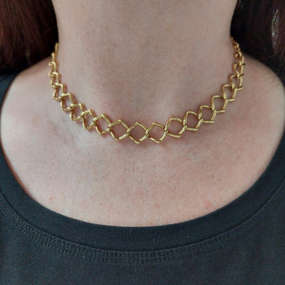 Vintage Paloma Picasso for Tiffany Diamond Gold Link Necklace