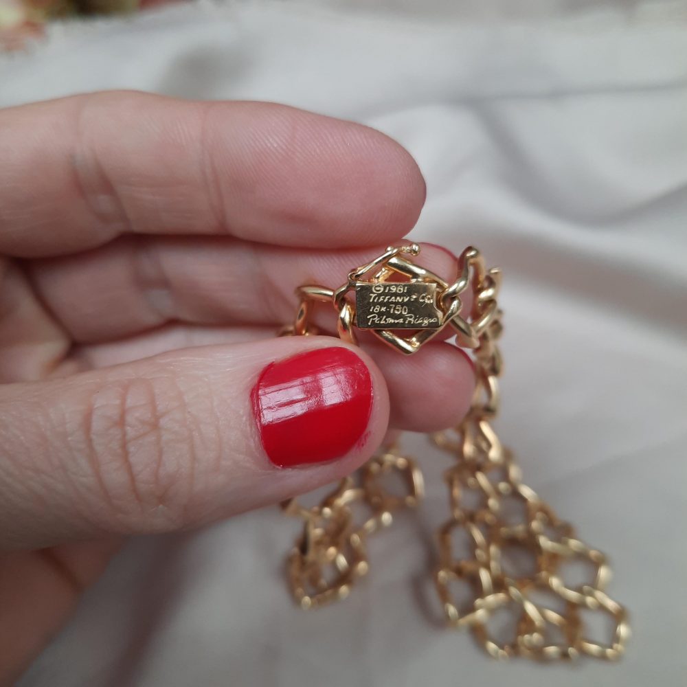 Vintage Paloma Picasso for Tiffany Diamond Gold Link Necklace