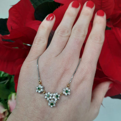 Vintage Buccellati Primavera Diamond and Emerald Necklace