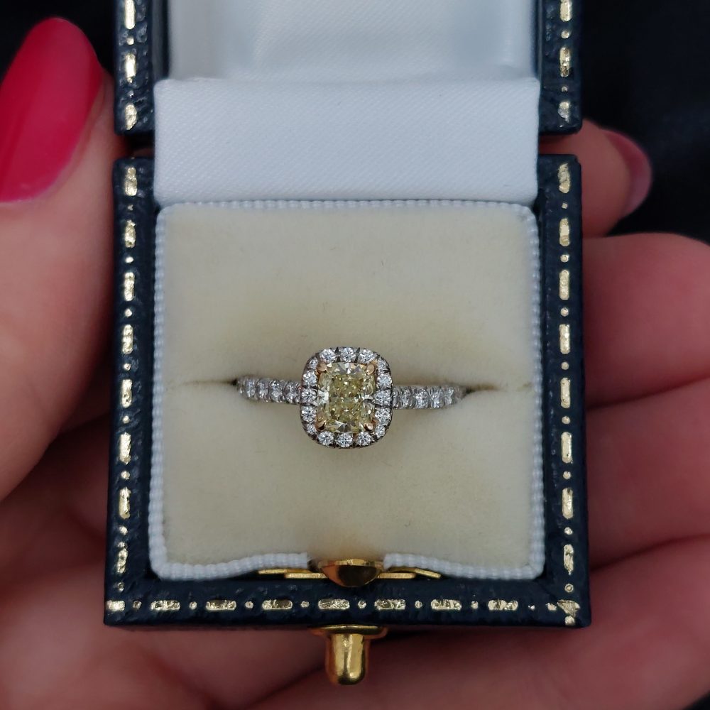 Vintage Tiffany & Co Soleste Fancy Yellow and White Diamond Ring