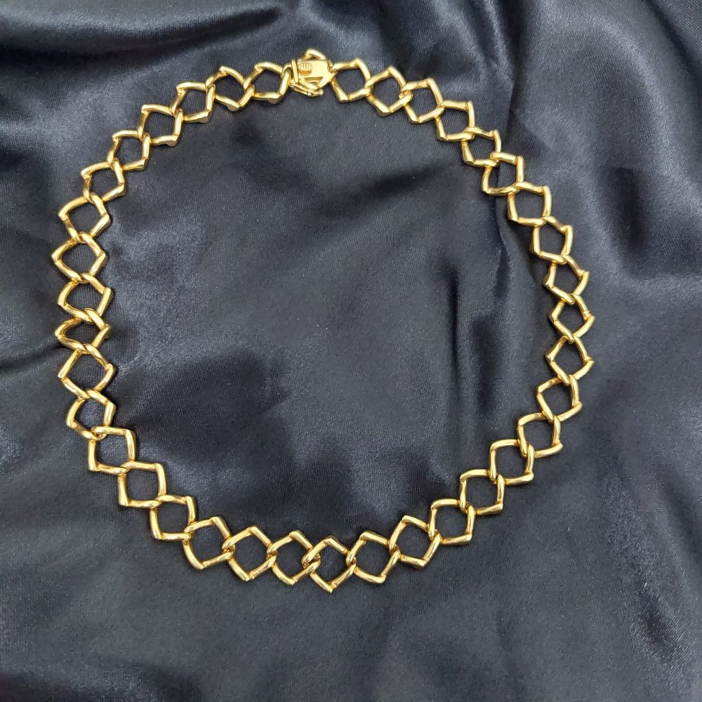 Vintage Paloma Picasso for Tiffany Diamond Gold Link Necklace
