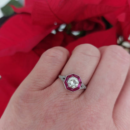 0.60ct Diamond and Ruby Target Ring