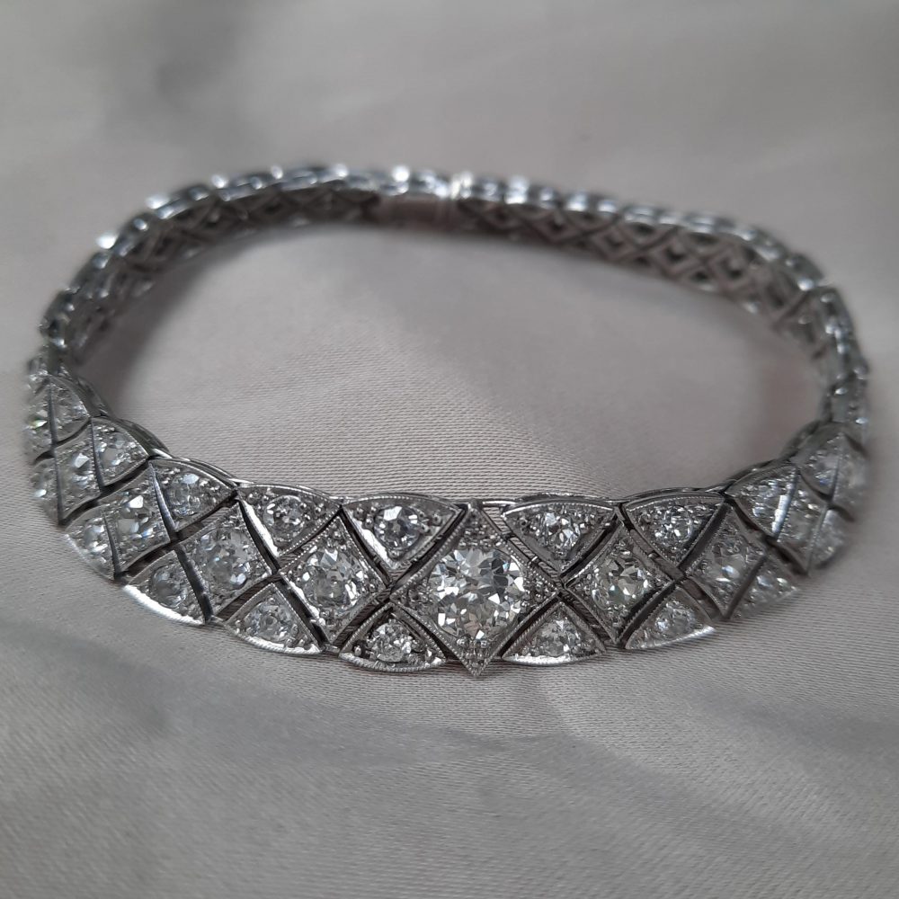 Art Deco Articulated 8.5ct Diamond Bracelet in Platinum
