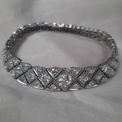 Art Deco Articulated 8.5ct Diamond Bracelet in Platinum