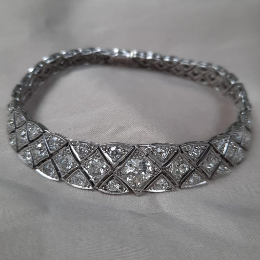 Art Deco Articulated 8.5ct Diamond Bracelet in Platinum