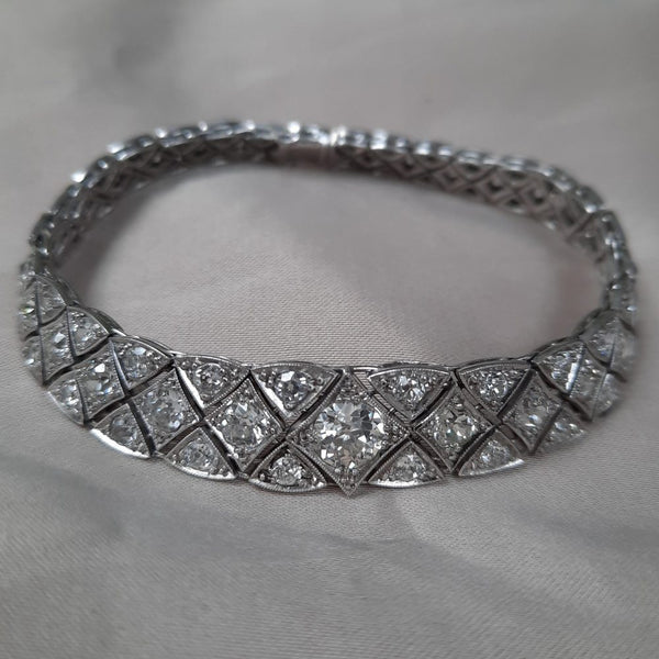 Art Deco Articulated 8.5ct Diamond Bracelet in Platinum
