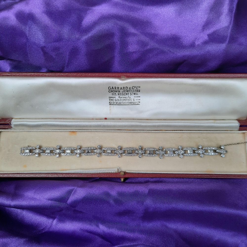 Art Deco Platinum Diamond Bracelet, 5.70 carat total