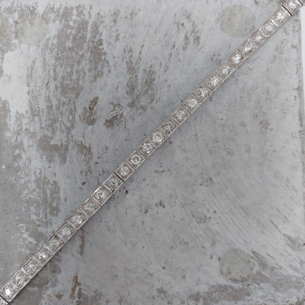 Art Deco 5ct Diamond and Platinum Line Bracelet
