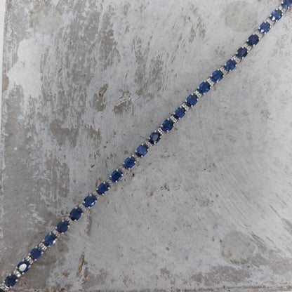 10.01ct Sapphire and Diamond Line Bracelet