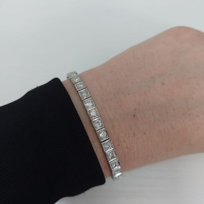 Art Deco Diamond and Platinum Line Bracelet, 5.00 carat total