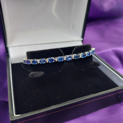 Sapphire and Diamond Line Bracelet, 10.01 carats