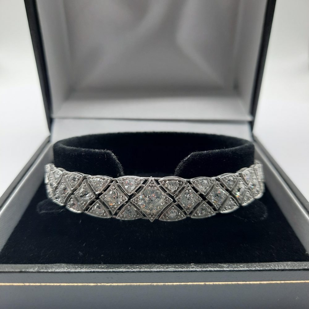 Art Deco Articulated 8.5ct Diamond Bracelet in Platinum