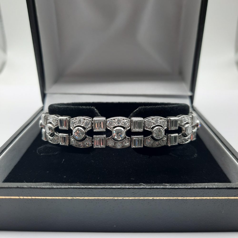 Art Deco Diamond Bracelet in Platinum, 12 carat total