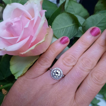 Antique 1.50ct Old European Cut Diamond Halo Cluster Ring in Platinum