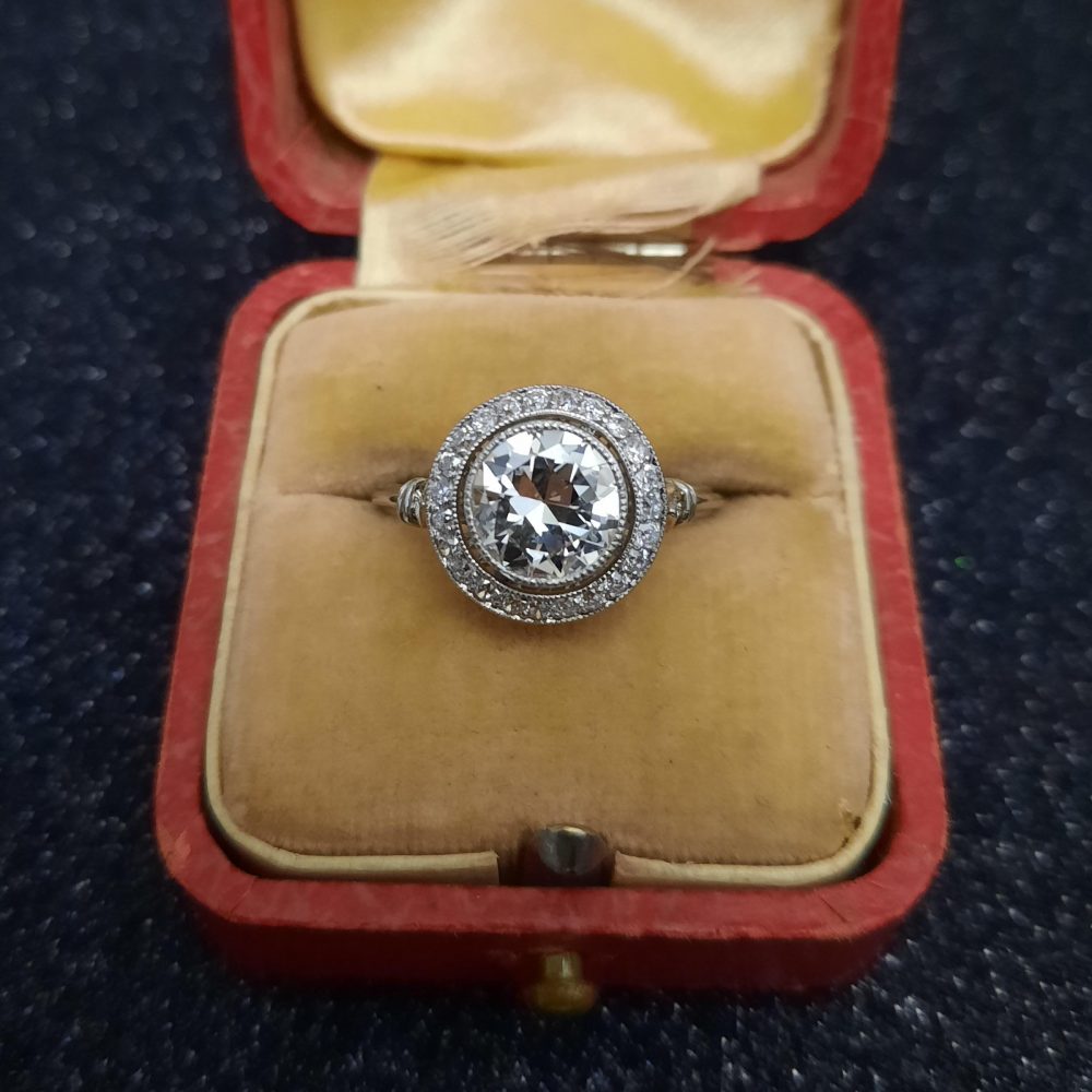 1.50ct Old European Cut Diamond Halo Cluster Ring