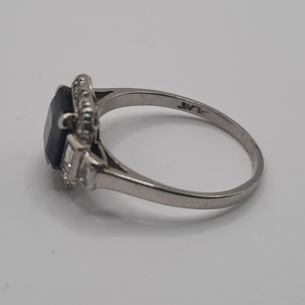 Art Deco 1.5ct Sapphire and Diamond Cluster Engagement Ring