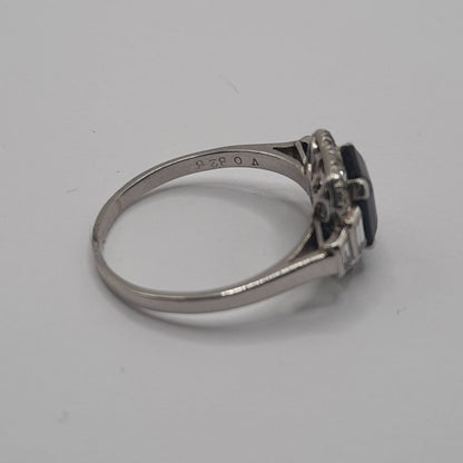 Art Deco 1.5ct Sapphire and Diamond Cluster Dress Ring