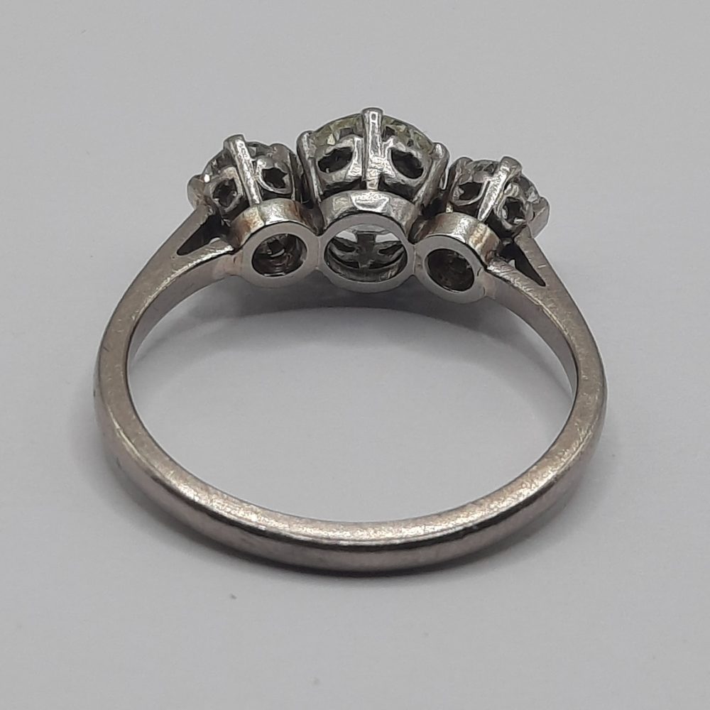 Antique Diamond Three Stone Ring, 1.60 carat total