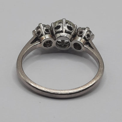 Antique Diamond Three Stone Ring, 1.60 carat total