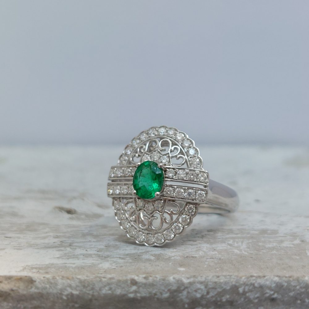 Zambian Emerald and Diamond Ring