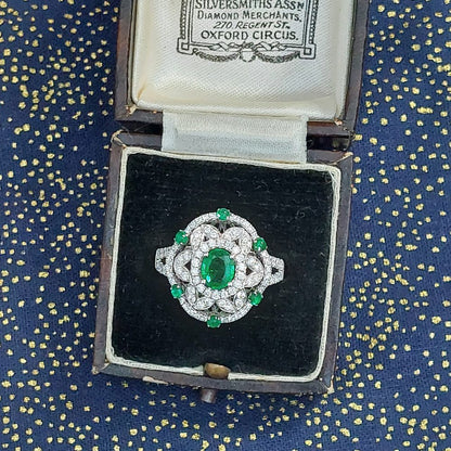 Zambian Emerald and Diamond Dress Ring, 18ct White Gold