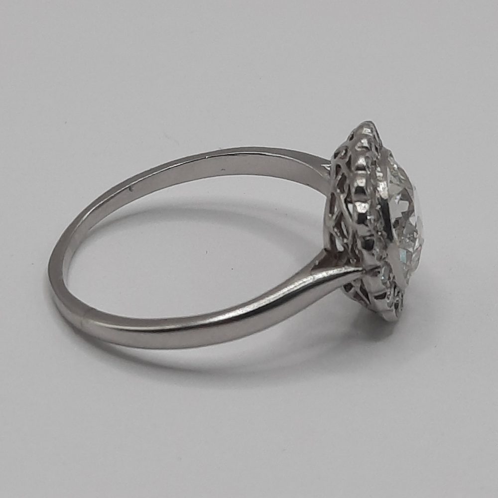 Antique 1.25ct Cushion Cut Diamond Cluster Ring