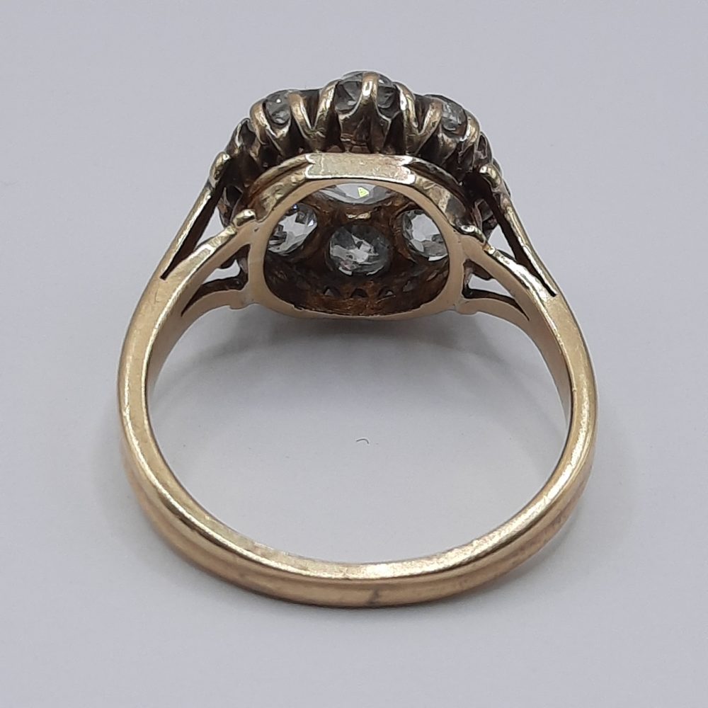 Victorian Antique 2.6cts Old Cut Diamond Cluster Ring in 18ct Yellow Gold