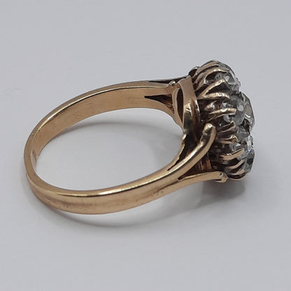 Victorian Antique 2.6cts Old Cut Diamond Cluster Ring