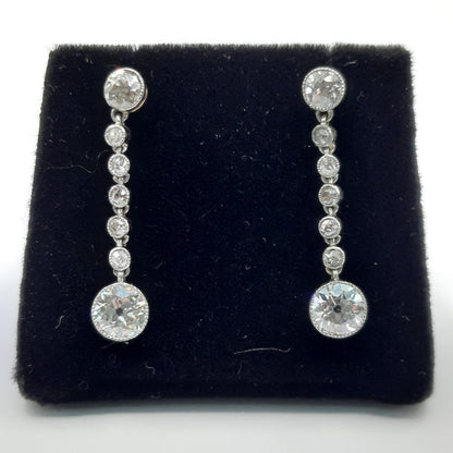 Antique Edwardian 1.80cts Diamond Drop Earrings