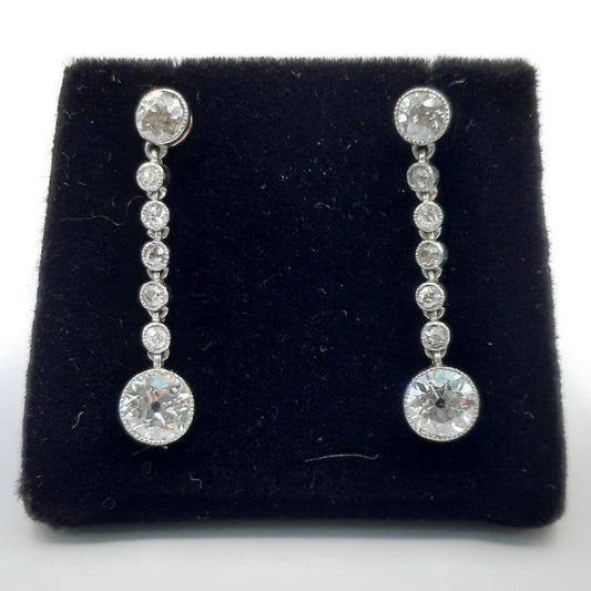 Antique Edwardian 1.80cts Diamond Drop Earrings