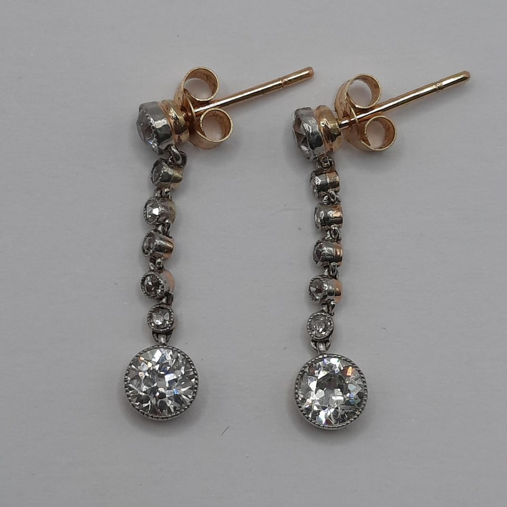 Antique Edwardian 1.80cts Diamond Drop Earrings