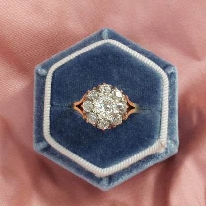 Victorian Antique Old Cut Diamond Cluster Ring 2.60 carat total