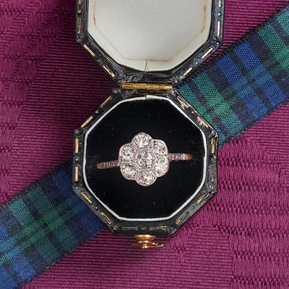 Edwardian Antique 0.40ct Diamond Floral Cluster Engagement Ring
