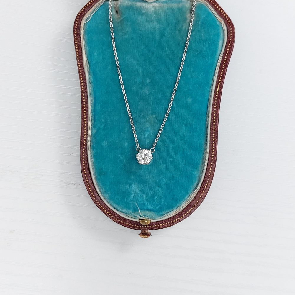 Antique 0.8ct Old Cut Diamond Solitaire Pendant