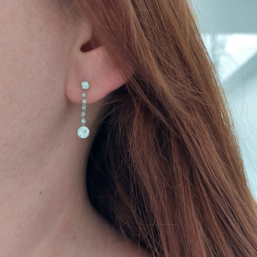 Antique Edwardian 1.80cts Diamond Drop Earrings