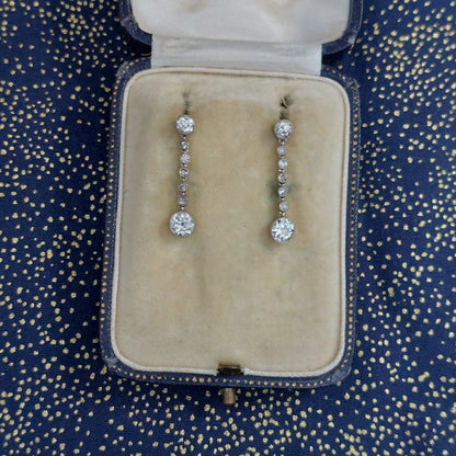 Antique Edwardian 1.80cts Diamond Drop Earrings