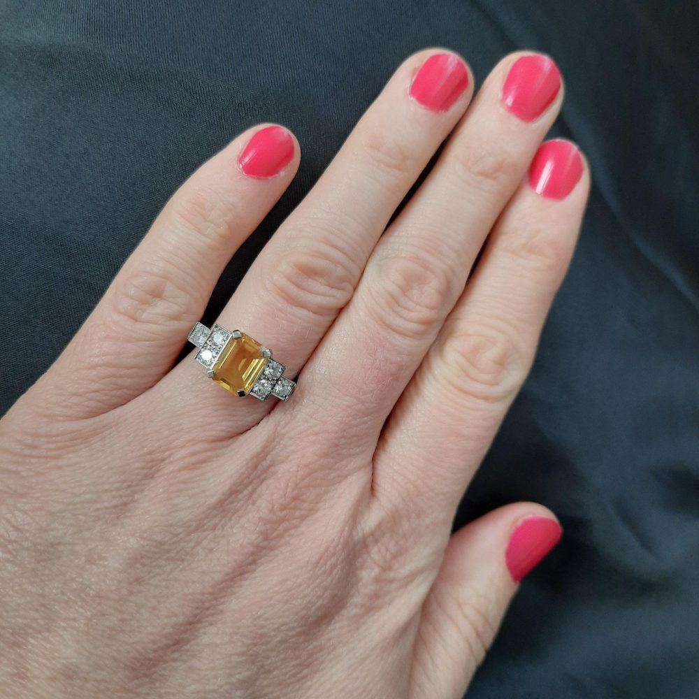 3ct Yellow Sapphire and Diamond Dress Ring in Platinum