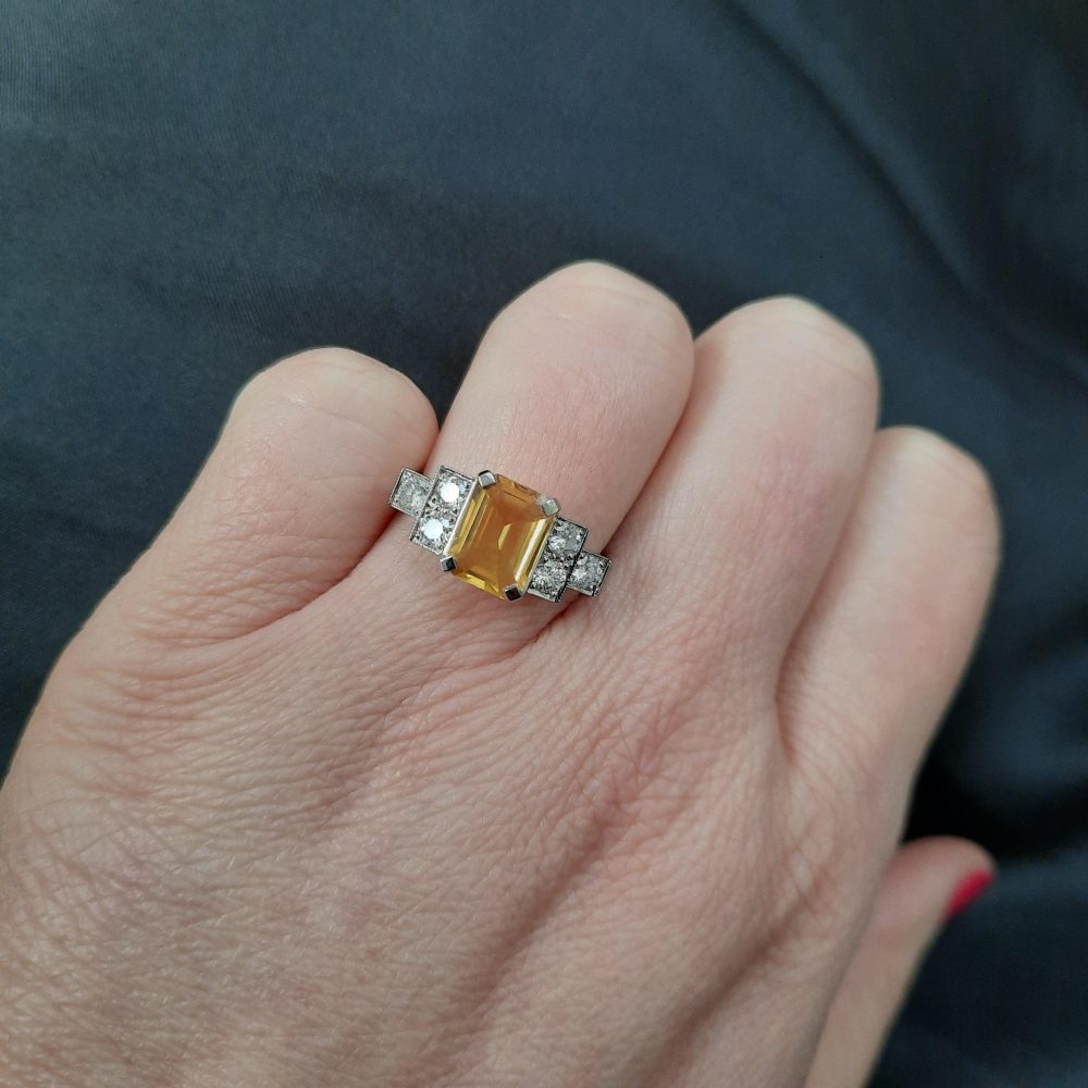 3ct Yellow Sapphire and Diamond Dress Ring in Platinum