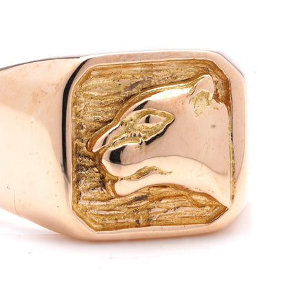 18 Carat Yellow Gold Men's Signet Ring With Panther's Head