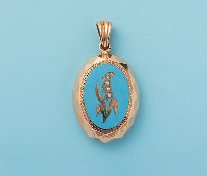 Late 19th Century 14ct Gold Locket with Enamel & Pearls