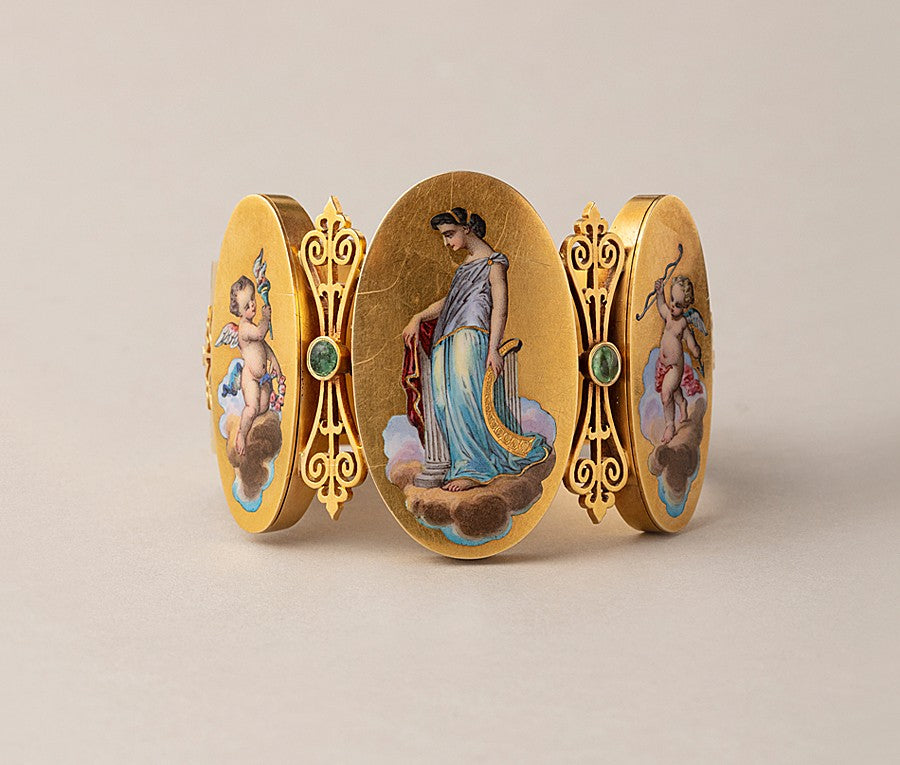 Victorian 18ct Gold Wide Medallion Bracelet