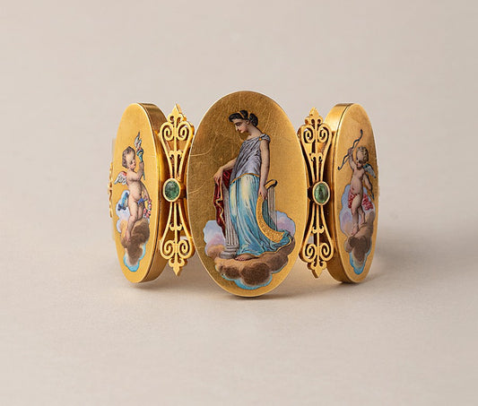 Victorian 18ct Gold Wide Medallion Bracelet