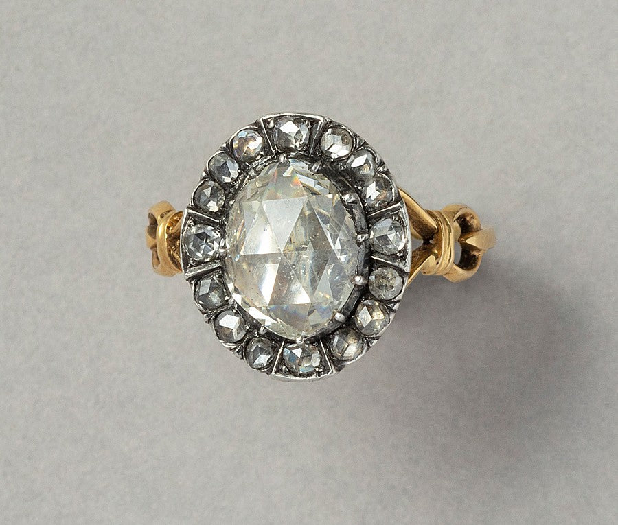 Victorian 14ct Gold Rose Cut Diamond Cluster Ring