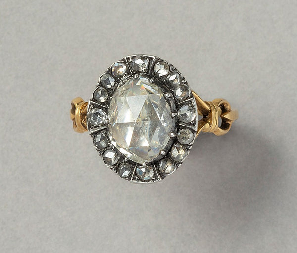 Victorian 14ct Gold Rose Cut Diamond Cluster Ring