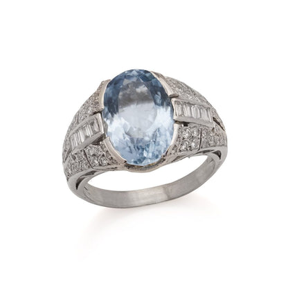 4.54ct Oval Paraiba Tourmaline and Diamond Cluster Dress Ring in Platinum