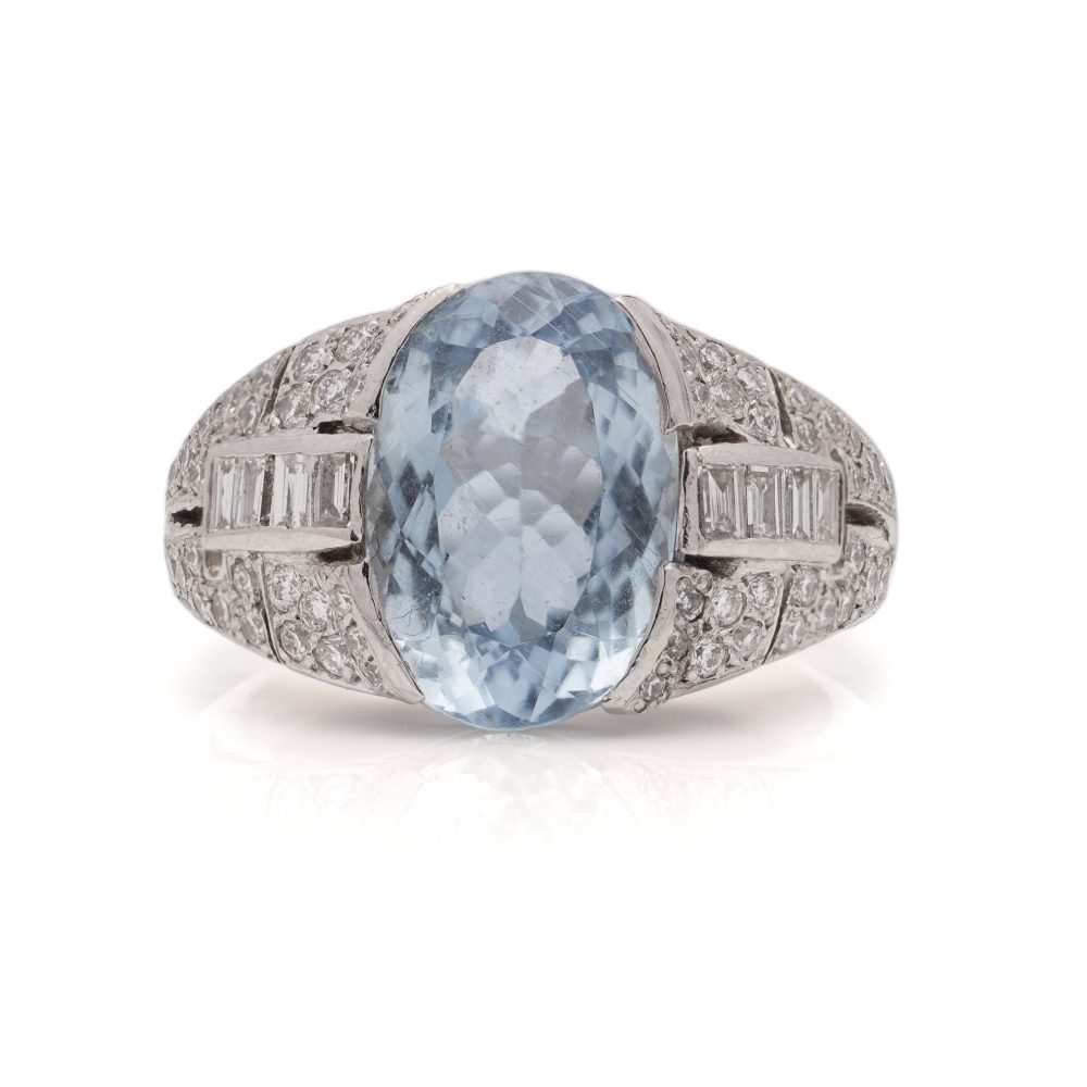 4.54ct Oval Paraiba Tourmaline and Diamond Cluster Dress Ring in Platinum