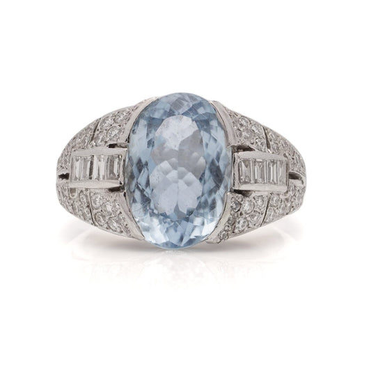 4.54ct Oval Paraiba Tourmaline and Diamond Cluster Dress Ring in Platinum